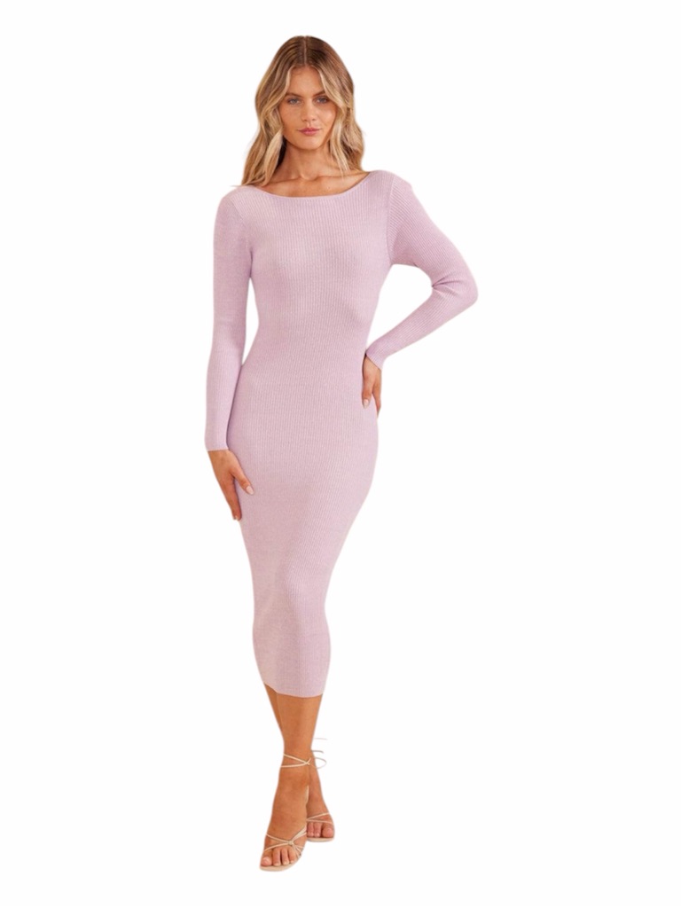Nwt Minkpink Fresco Twist Back Knit Dress - Lavender